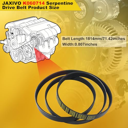 Image of 6PK1814 Serpentine Belt V-Ribbed Drive Belt Compatible with 14-18 Silverado /Sierra 1500,15-20 Escalade ESV /Suburban /Tahoe /Yukon /Yukon XL,K060714 71.42 inch Length