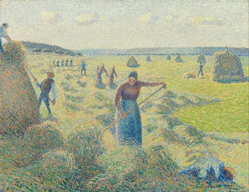 Tableaux Toile Pissarro la Récolte du Foin d'Éragny Image Déco Murale Premium 60x90cm