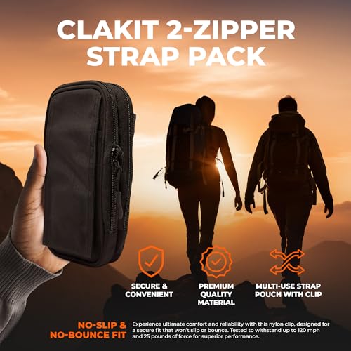 XL StrapPack Two Zipper Clip-On Pouch (Black), Travel Wallet, Backpack Pouch, Passport Holder2
