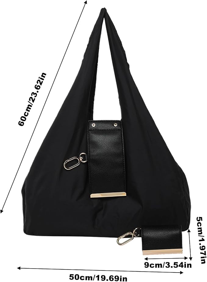 Image of Foldable Reusable Shopping Bag with Portable Storage Pouch, Large Capacity Lightweight Eco-Friendly Grocery Tote Bag for Travel, Daily Shopping & Everyday Use