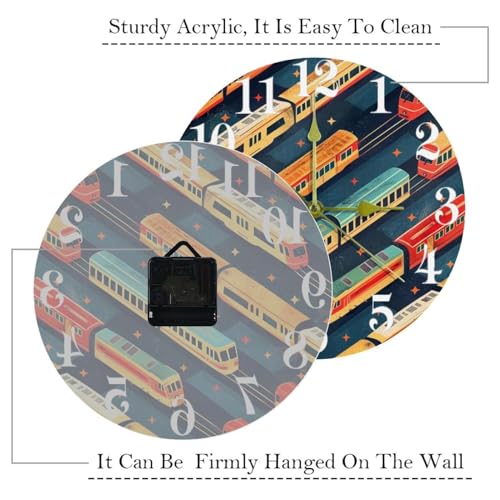 Horloge murale colorée train silencieuse à quartz pour bureau