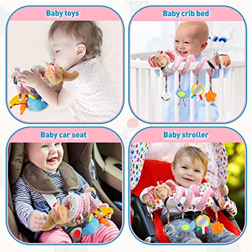 Image of GKDOMS Baby Car Seat Toys Activity Stroller Toy for Boys Girls 0 3 6 9 10 12 Months, Spiral Hanging Plush Toys, Baby Shower Thank You Gifts