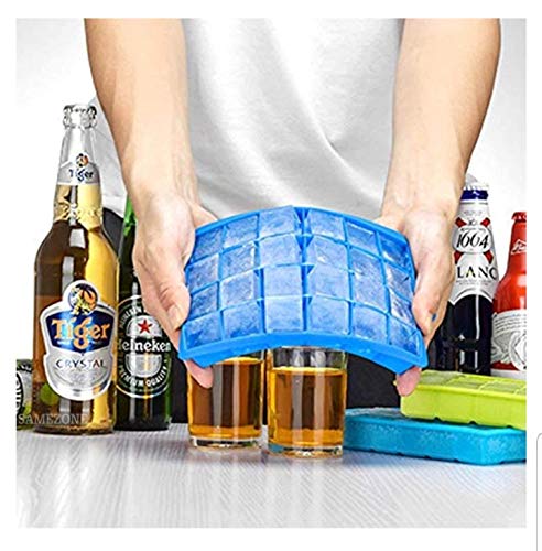 Image of SAMEZONE Ice Cube Trays Easy Release Flexible Silicone Ice Cubes Molds Freezer Ice Trays Stackable for Whiskey Cocktail Stackable Flexible Ice Tray Small Molds Multicolor (1, 24 Sec)