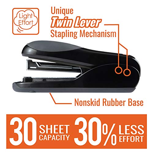 Max Flat-Clinch Black Standard Stapler With 30 Sheet Capacity (Hd-50Dfbk) #TOP1