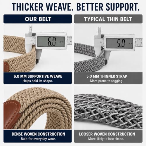 Image of Stretch Belts for Men, Elastic Belt for Golf & Casual Wear