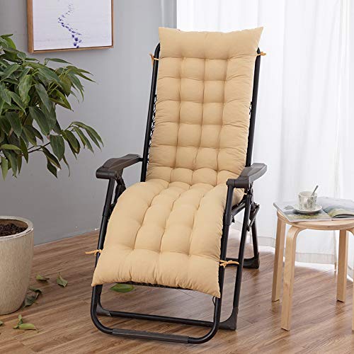 Genérico Cojín para Tumbona De 8 Cm De Grosor, Cojín Portátil para Tumbonas De Jardín Al Aire Libre, Cómodo Cojín para Tumbona, Cojín con Correa De Ajuste Silla Reclinable,Light Yellow,53X170X8cm