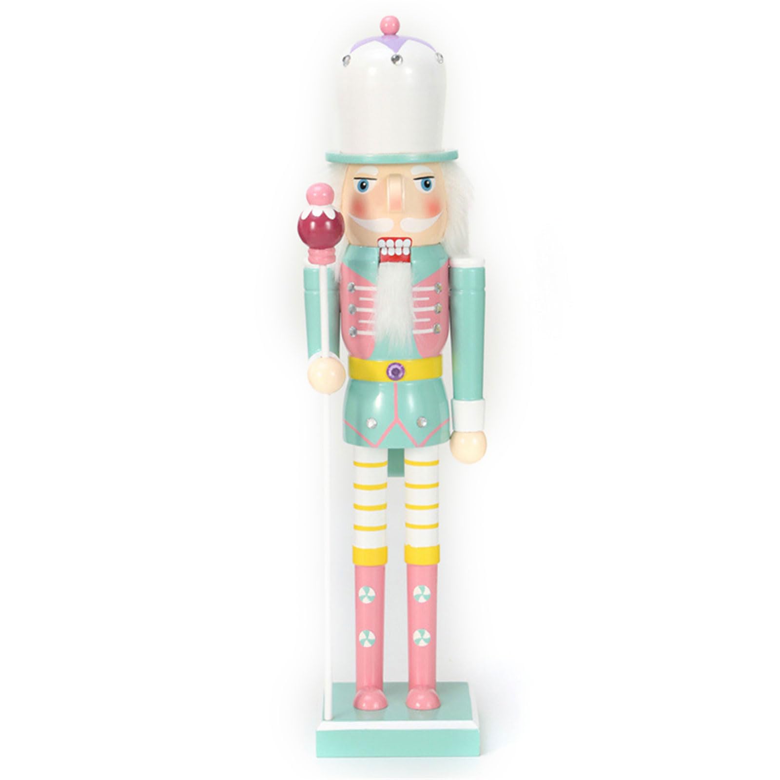 NEWFT Decorative Christmas Candy Nutcrackers Soldier Ornament 25cm Wood Model Supplies for Home Bookshelf Party Decoration