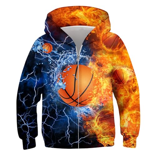 Idgreatim 6-14T Boys Zip Up Hoodies Kids 3D Graphic Hoody Sweatshirt Zipper Pullover with Pockets