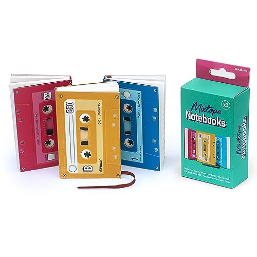 Suck UK Cuaderno de Música - Cuadernos con Diseño de Cinta Cassette - Set de 3 Mini Cuadernos Multicolor Retro miniatura 3