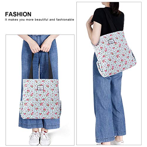 Image of KAMO Floral Tote Bag - Waterproof Lightweight Handbags Travel Shoulder Bag for Hiking Yoga Gym Swimming Travel Beach
