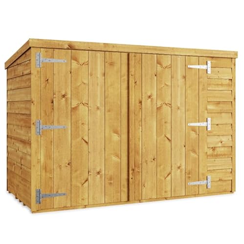 BillyOh 6x3 Overlap Wooden Pent Bike Storage Double Door Roof Felt Store Shed - Premium 6ftx3ft