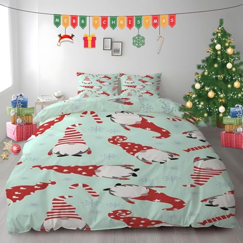 BSYYZQC Funda Nórdica Cama 150 Duende Funda de Edredón 240x220 Bastóndecaramelo Juego de Funda Nórdica de Microfibra Suave con Cremallera y 2 Fundas de Almohada 50x75