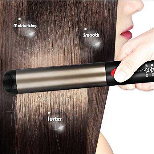 Hair Straightener and Curler, Professional 2 IN 1 Hair Straightening Nano Titanium Iron Flat Iron LED Tools Curling Hair Straightener Curler Dual Voltage Travel Size Auto Shut Off Women #XX001