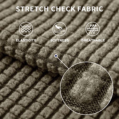 SUBRTEX Stretch Sofa Slipcover 2 Piece Sofa Cover 3 Seater Soft Couch Slipcover Washable Furniture Covers, Jacquard Fabric Small Checks(Olive Green,Sofa) - Thumbnail 6
