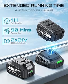 SeeSii Leaf Blower Cordless,Electric Leaf Blower with 2*4.0Ah Batteries and Charger,5 Speed Mode 180° Rotated Outdoor Blower for Lawn Care and Leaves Cleaning,Lightweight for Yard,Patio,Garden,Grass