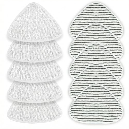ZZQVIP Lingettes de Rechange pour Vileda Steam & Steam Plus – Lot de 10 (5 Chenille + 5 Rayées), Pads Microfibres Lavables 31×22 cm – Housses Durables...