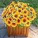 Sunflowers Artificial Flowers, 10 Bunches Fake Sunflower Artificial Flowers for Outdoors Spring Summer Decoration Look Real UV Resistant Fake Flowers for Home Porch Garden Wedding Party Office Indoor