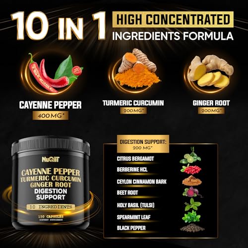 Cayenne-Pepper-Capsules-Extract-101-with-Turmeric-Curcumin-Root-Ginger-Root-Berberine-HCl-More-Support-Immune-System-Digestion-Joint-Health-Heart-Health-150-Capsules