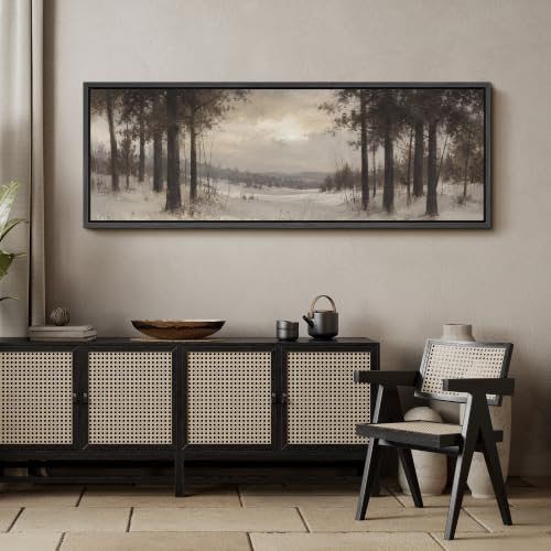 Image of MUDECOR Large Framed Canvas Print Wall Art Snow Pine for Living Room