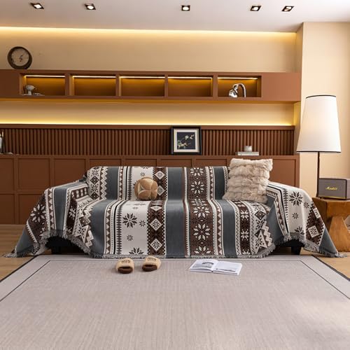 STACYPIK Boho Geometric Couch Covers, Snowflake Texture Sofa Cover Pet-Friendly,