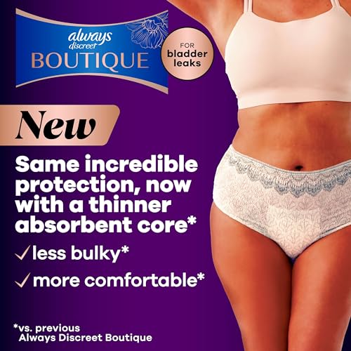 Always Discreet Boutique Incontinence and Postpartum Underwear for Women, Maximum Protection, Small/Medium, Rosy, 12 Count - image 2