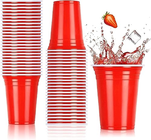 ATOZS 16-Ounce Plastic Party Cups Disposable Plastic Cups for Everyday Use Reusable Cups for Drinks Big Birthday Party Cups for All Occasions Sturdy Party Cups (VALUE PACK) (RED 50)