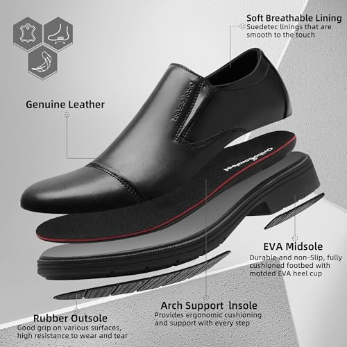 Men's Orthopedic Business Leather Dress Shoes: Comfortable Arch Support Plantar Fasciitis Formal Tuxedo Oxford, Casual Fashion Modern Wingtip Slip On Loafers for Foot and Ankle Pain Relief2