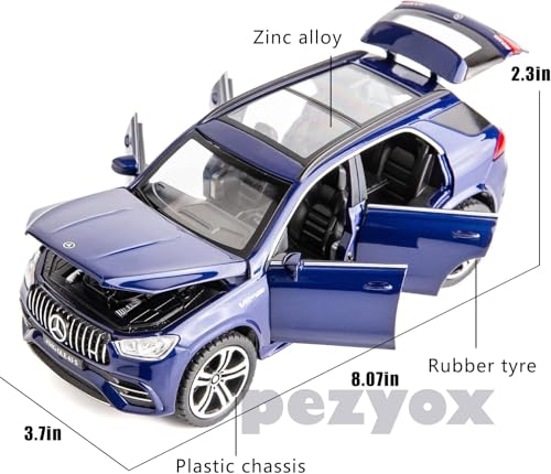 Image of 1 /32 Scale Benz AMG GLE 63S SUV Toy Car, Alloy Diecast Collectible Pull Back Car Model with Light and Sound Toy Vehicles for Adults Boys Girls Gift Toy (Blue)