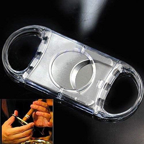 Bridge2shopping Stainless Steel Double Blade Cigar Cutter Scissors Plastic Handle Portable Tool