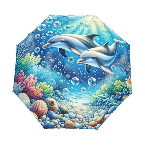 Parapluie compact dauphin automatique sac à dos et sac à main