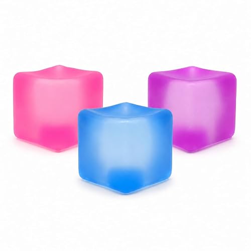 3 Pack Ice Cube Squishy Stress Balls, 1.97 x 1.97 in Soft Slow Rising Fidget Cubes, Clear Sensory Squeeze Set for Kids Teens & Adults, Silent Stretchy Desk Toy, Birthday Party Favor Ages 3+（3PCS）