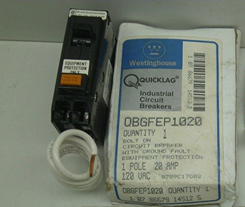 QBGFEP1020 WESTINGHOUSE EATON QUICKLAG GROUND FAULT CIRCUIT BREAKER 20 AMP 1P POLE