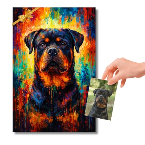 Portrait chien personnalisé et affiche chat style peinture moderne colorée artistique