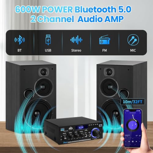 HiFi Verstärker mit Bluetooth AK45 Mini Stereo Empfänger Audioverstärker