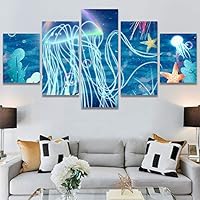 SIGNWIN 5 Panel Canvas Wall Art Modern Art Decorative Elements Fun Illustration Illustrations Kids Multicolor for Home Decorations Ready to Hang - 60
