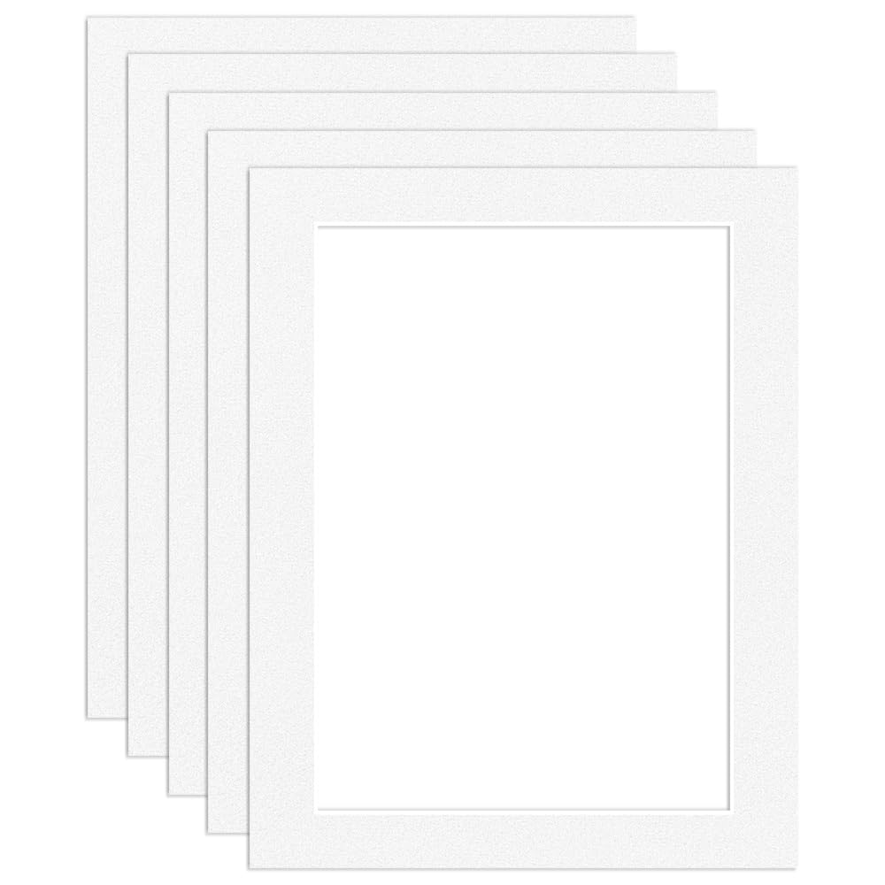 Procut Global 14x11" White Picture Mounts Board to Fit A4 Aperture Size - Photo Mount Card Ideal for Prints, Artwork, Crafts & Certificates - Sizes & Colors Available - Pack of 5 — image 1