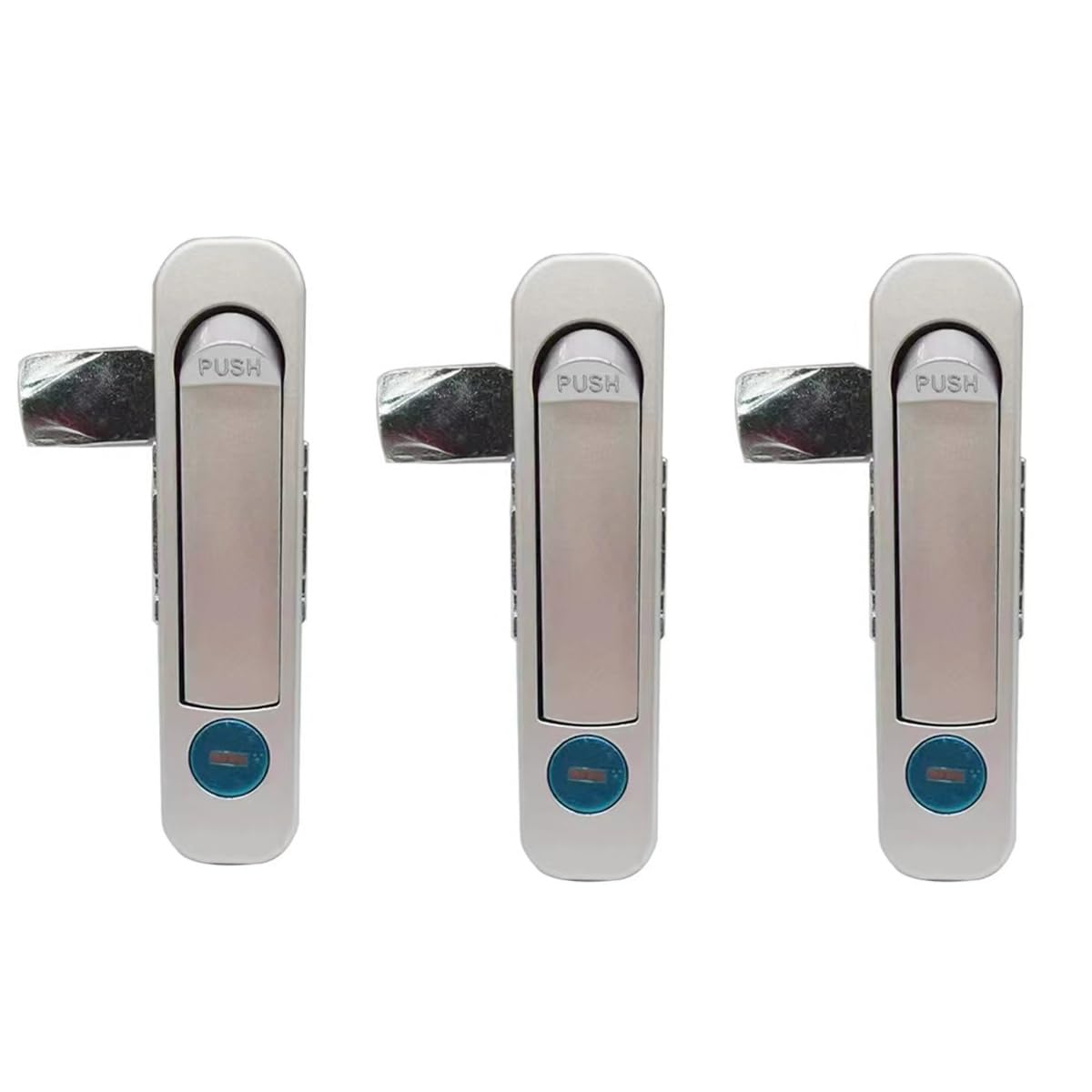 Lot de 3 verrous de boîte de jonction électrique, serrures de boîte de boîtier électrique intérieur et extérieur, serrures de porte d'armoire électrique (alliage d'aluminium), argenté