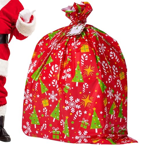JOYIN Extra Large present Bag 44''x36'', Oversized Jumbo Gift Wrapping Plastic Bag for Xmas Presents, Christmas Season, Huge Gifts, Gift Giving