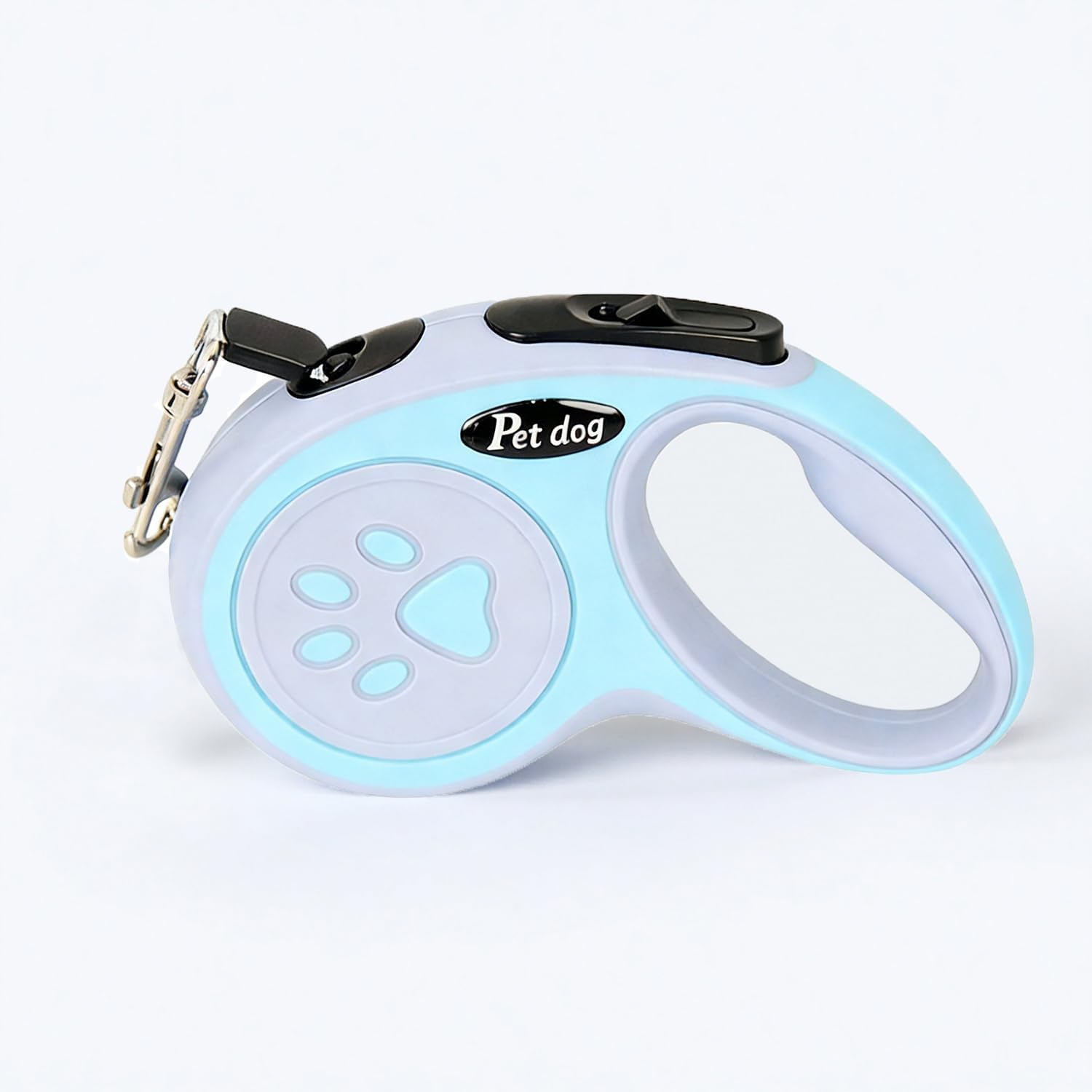 TerraKin 360° Tangle-Free Retractable Dog Leash for Small to Medium Dogs - 16ft Durable Nylon Tape with One-Hand Brake, Pause & Lock, Paw-Shaped Anti-Slip ABS Handle, Blue