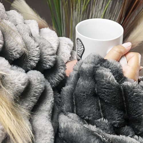 Cobertor Manta Queen Flannel Fluffy 320g/m² Degradê (Grafito)