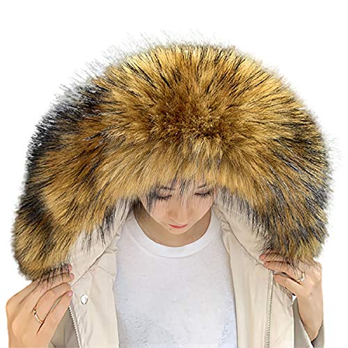 Queenbox Women's Detachable Faux Fur Scarf Scarves Collar Hood Trim Fluffy for Winter Coat