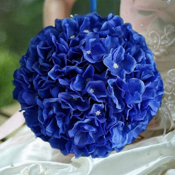 TABLECLOTHSFACTORY 4 Pack 7´´ Royal Blue Silk Hydrangea Kissing Flower Balls Wedding Centerpieces Decoration