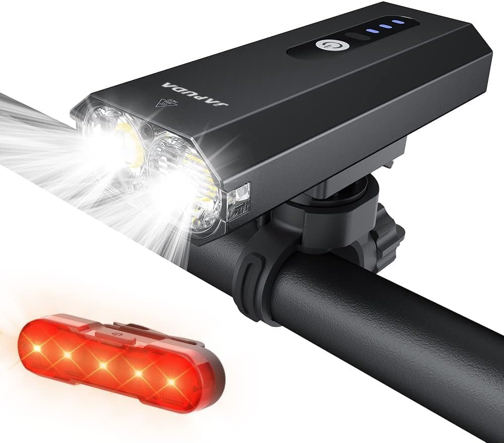 Super Bright 8000Lumens USB Rechargeable Bike Light Set, Super Bright 2LED Bike Lights Front and Back, Waterproof Bicycle Headlight Taillight for Cycling Road Mountain