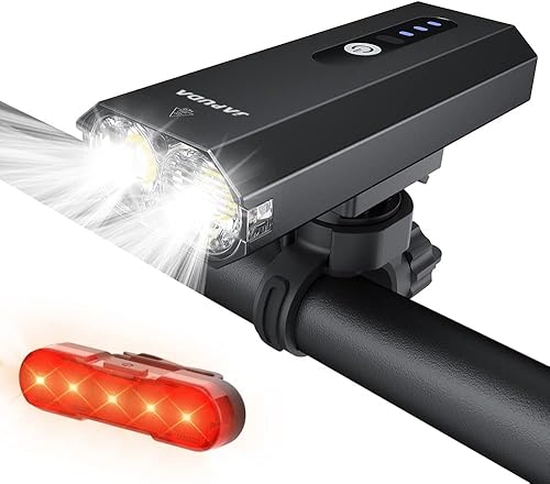 Juego de luces de bicicleta recargables por USB superbrillantes de 8000 lúmenes, luces de bicicleta superbrillantes 2LED delanteras y traseras,