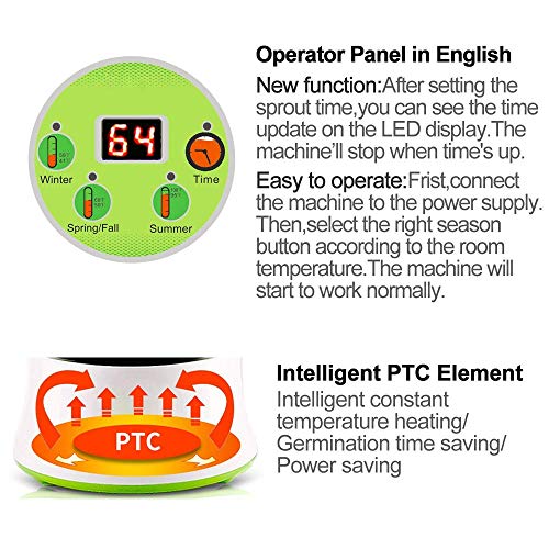 Bean Sprouts Machine, LED Display Time Control, Intelligent Automatic Bean Sprouts Maker, 2 Layers Function Large Capacity Seed Grow Cereal Tool, 110V