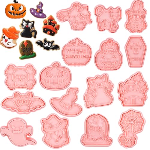 16 Pezzis Set di formine per biscotti di Halloween, set di formine per biscotti in plastica per Halloween Forme 3D per biscotti di Halloween