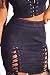 Laucote Womens Sexy High Waist Lace Up Bodycon Faux Suede Split Tight Mini Skirt