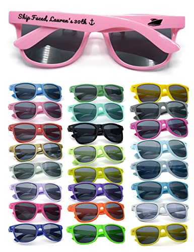 GZLDGIFTS Personalized Sunglasses Bulk Party Favors Adult Gifts Custom Wedding/Bachelor/Birthday/School Graduation/Bridal/Groomman/Company Personalized Party Sunglasses Gifts For Guests (10PC Pink)