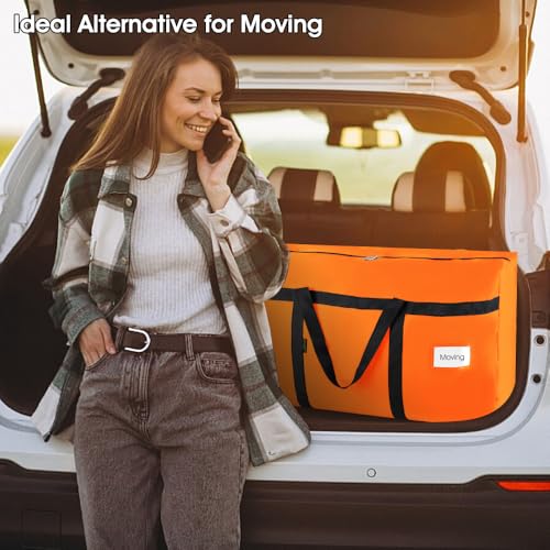 Duffle Bag for Travel, 24Gallons Bag Foldable Travel Duffel Bag Tote Carry on Luggage Duffle Overnight for Women and Men, Large Collapsible Waterproof Suitcase with Zippers and Handles, Orange4