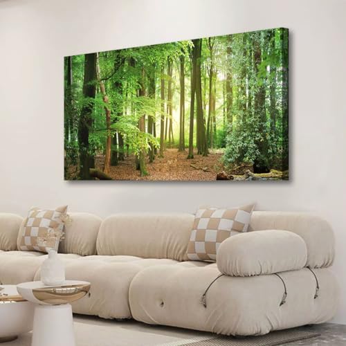 Green Forest Wall Art for Living Room Bedroom Office Large Nature Canvas Wall Art Kitchen Pictures Modern Landscape Wall Decor Paintings Tree of Life Artwork Waterproof Ready to Hang - 20in * 40inch